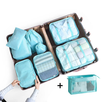 9PCS Unisex Travel Organizer Storage Bags Suitcase Packing Set Storage Cases Portable Luggage Organizer Clothes Shoes Tidy Pouch