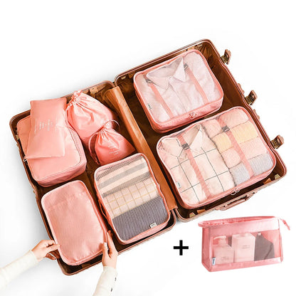 9PCS Unisex Travel Organizer Storage Bags Suitcase Packing Set Storage Cases Portable Luggage Organizer Clothes Shoes Tidy Pouch