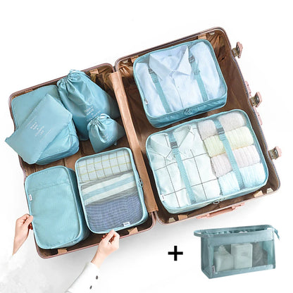 9PCS Unisex Travel Organizer Storage Bags Suitcase Packing Set Storage Cases Portable Luggage Organizer Clothes Shoes Tidy Pouch
