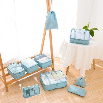 9PCS Unisex Travel Organizer Storage Bags Suitcase Packing Set Storage Cases Portable Luggage Organizer Clothes Shoes Tidy Pouch