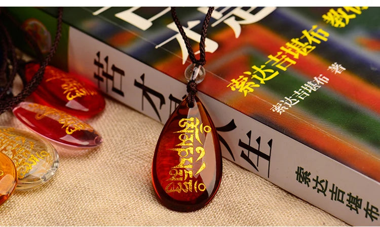 9PCS Wholesale Buddhist supplies Tibetan Buddhism efficacious bless  Six Character Great Bright Mantra crystal talisman Pendant