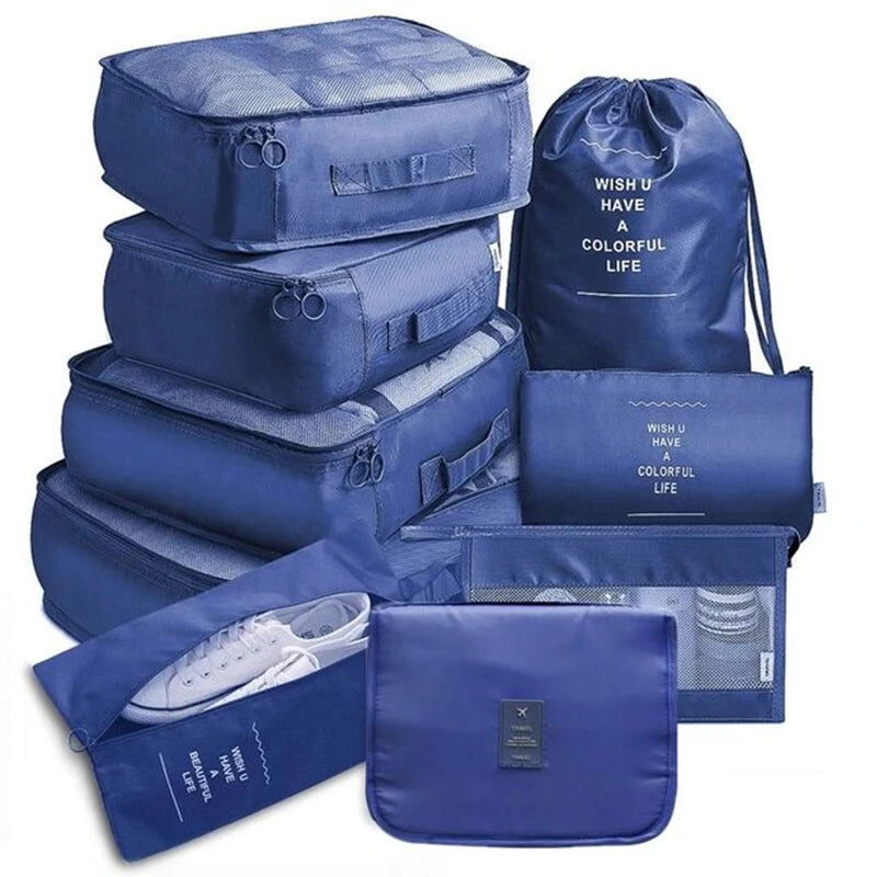 9Pcs/set Large Capacity Luggage Storage Bags For Packing Cube Clothes Underwear Cosmetic Travel Organizer Bag Toiletries Pouch