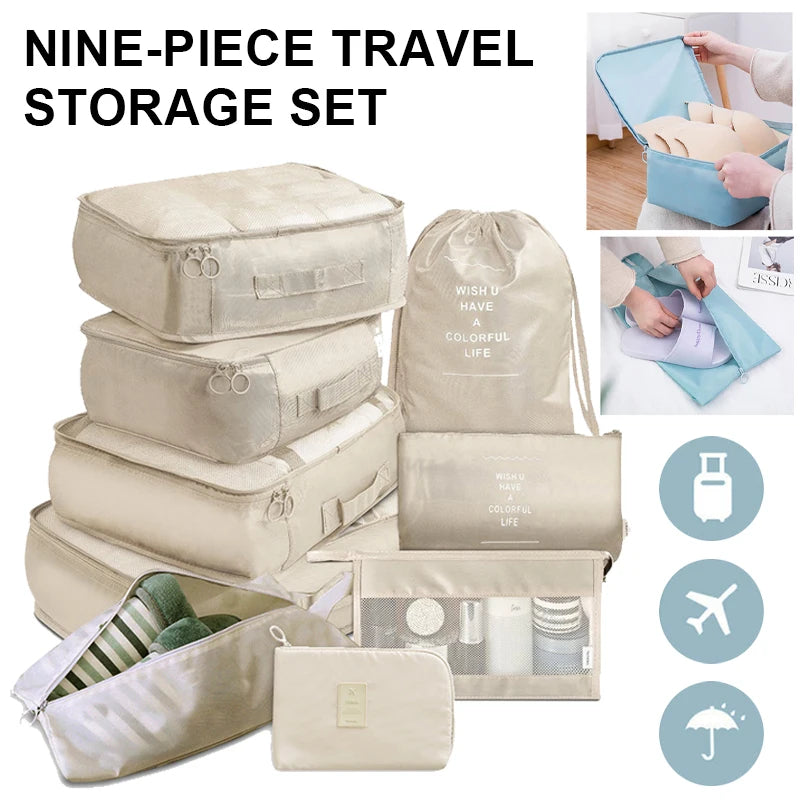 9Pcs/set Large Capacity Luggage Storage Bags For Packing Cube Clothes Underwear Cosmetic Travel Organizer Bag Toiletries Pouch