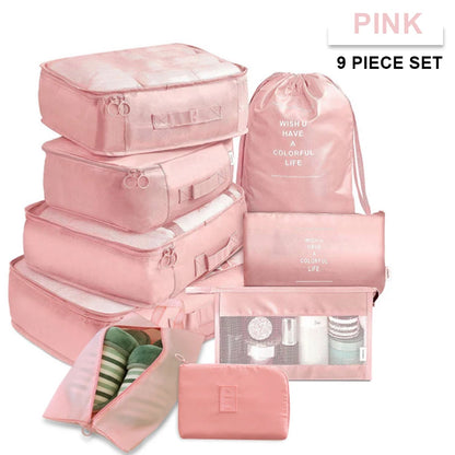 9Pcs/set Large Capacity Luggage Storage Bags For Packing Cube Clothes Underwear Cosmetic Travel Organizer Bag Toiletries Pouch