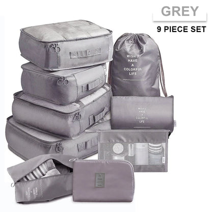 9Pcs/set Large Capacity Luggage Storage Bags For Packing Cube Clothes Underwear Cosmetic Travel Organizer Bag Toiletries Pouch