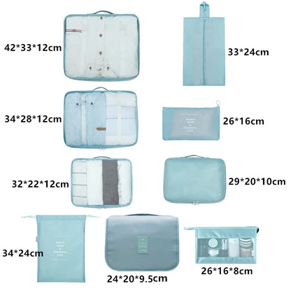 9Pcs/set Large Capacity Luggage Storage Bags For Packing Cube Clothes Underwear Cosmetic Travel Organizer Bag Toiletries Pouch