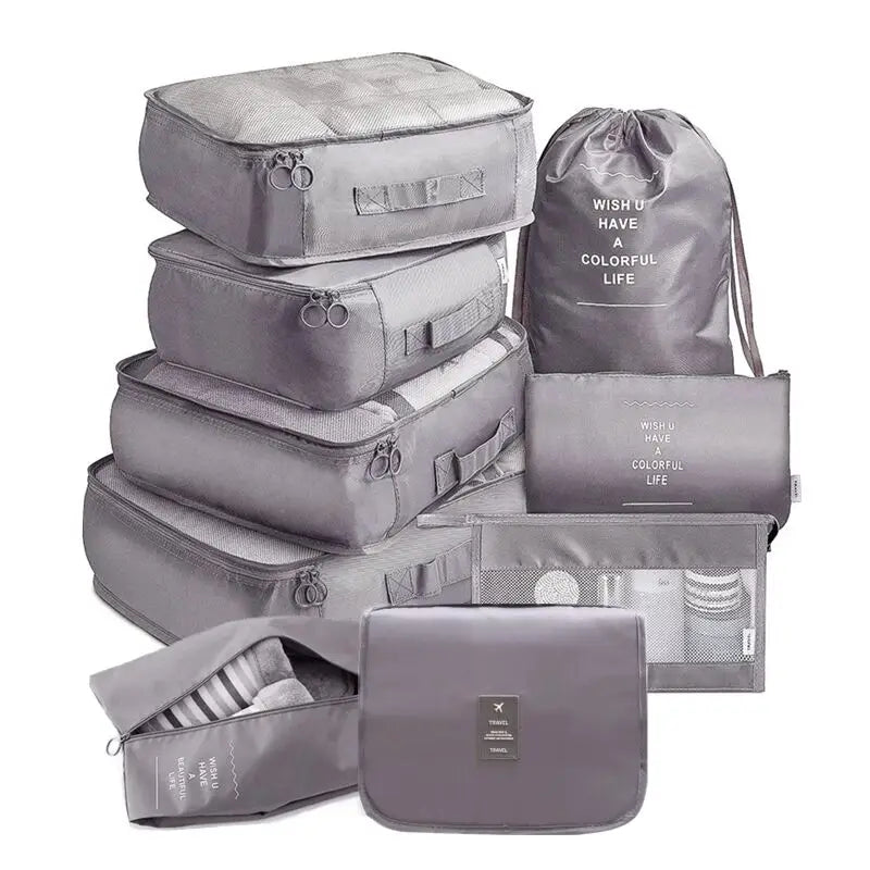 9Pcs/set Large Capacity Luggage Storage Bags For Packing Cube Clothes Underwear Cosmetic Travel Organizer Bag Toiletries Pouch