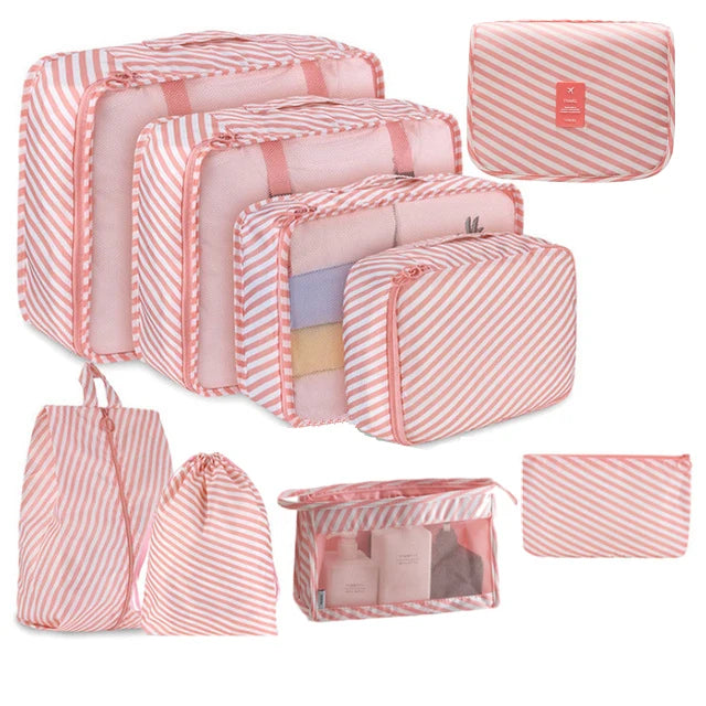 9Pcs/set Large Capacity Luggage Storage Bags For Packing Cube Clothes Underwear Cosmetic Travel Organizer Bag Toiletries Pouch