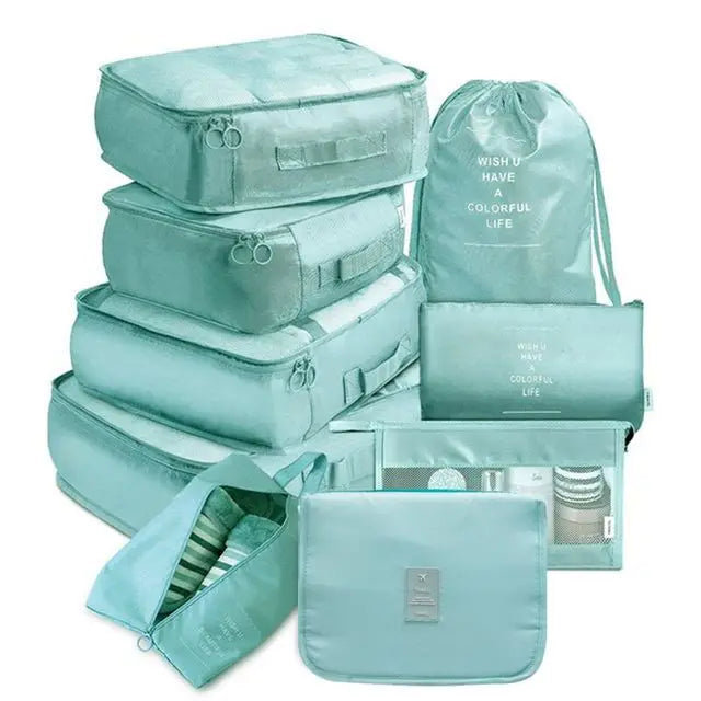 9Pcs/set Large Capacity Luggage Storage Bags For Packing Cube Clothes Underwear Cosmetic Travel Organizer Bag Toiletries Pouch