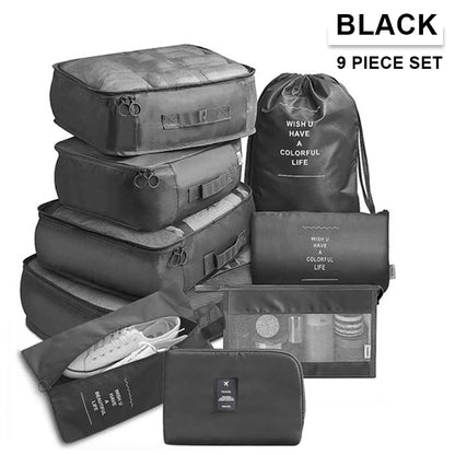 9Pcs/set Large Capacity Luggage Storage Bags For Packing Cube Clothes Underwear Cosmetic Travel Organizer Bag Toiletries Pouch