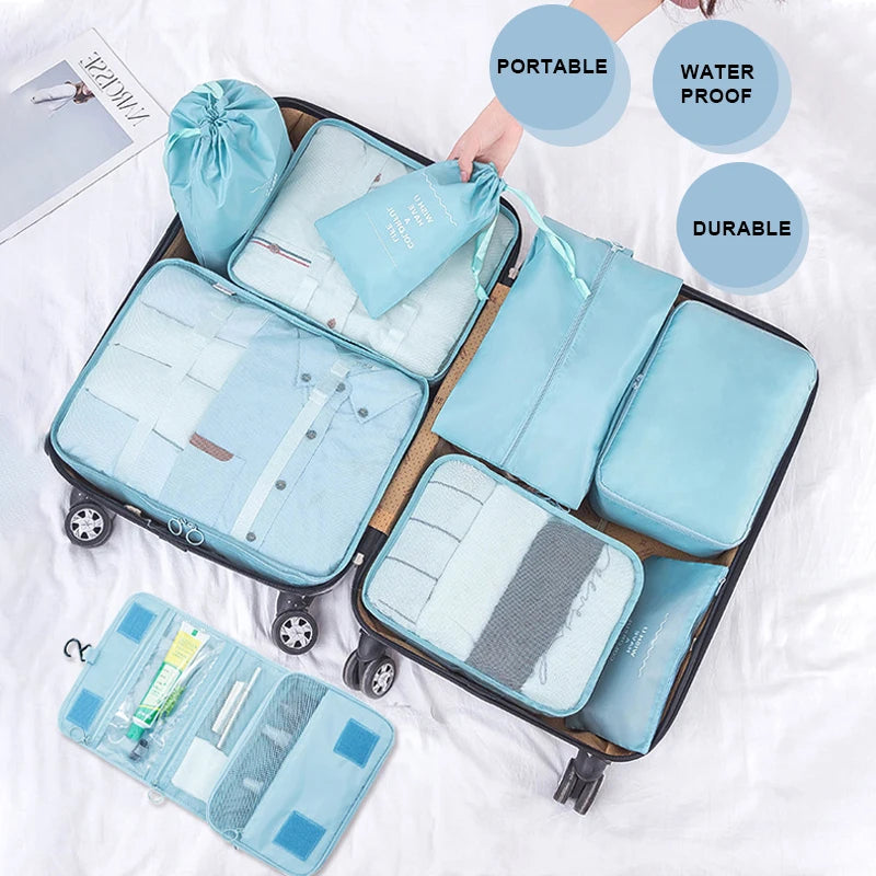9Pcs/set Large Capacity Luggage Storage Bags For Packing Cube Clothes Underwear Cosmetic Travel Organizer Bag Toiletries Pouch