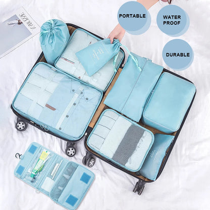 9Pcs/set Large Capacity Luggage Storage Bags For Packing Cube Clothes Underwear Cosmetic Travel Organizer Bag Toiletries Pouch