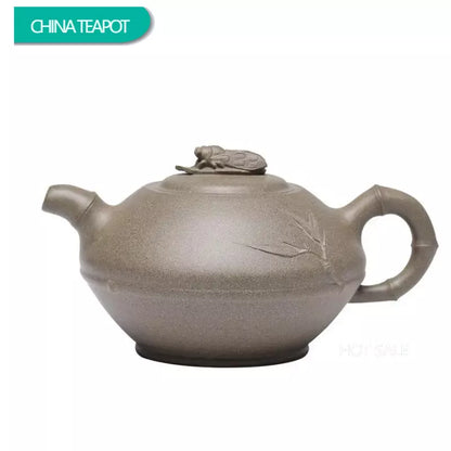 230ml Yixing Purple Clay Teapots Famous Handmade Bamboo Tea Pot Raw Ore Grey Section Mud Kettle Chinese High-end Zisha Tea Set