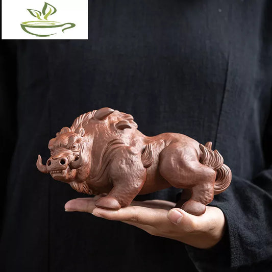 Ceramic Animal Wild Boar Decorative Statue Creative Handmade Sculpture Home Room Office Flower Pot Craft Statue Gift Collection