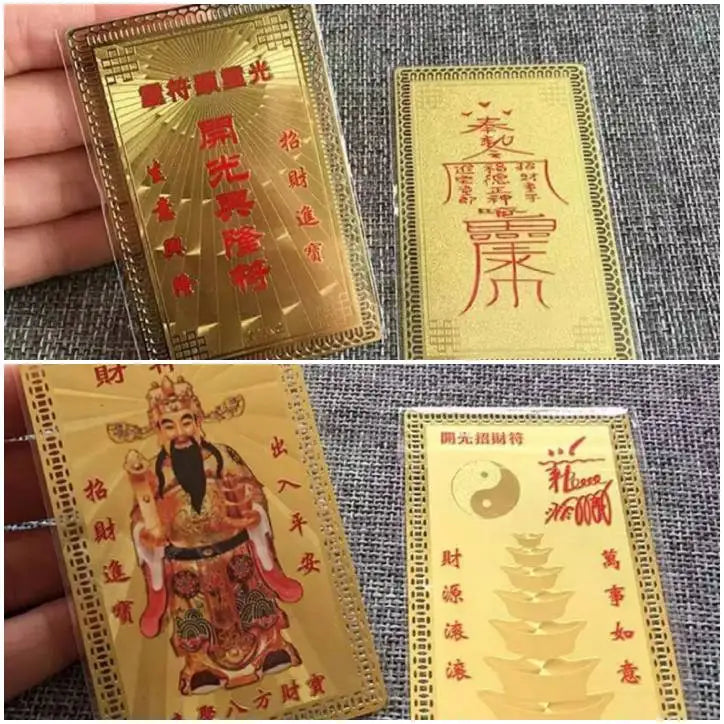 9pcs 2022 GOOD LUCK  SHOP Company FENG SHUI Good luck money prosperity business god of wealth gold Card Amulet symbol talisman