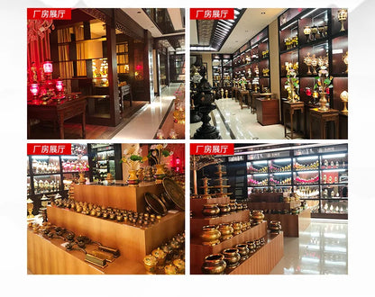 A PAIR 2PCS Buddhism high grade HOME Temple shrine enshrine worship Guanyin Buddha good luck safe lotus flower crystal lamp