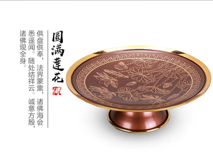 A PAIR 2PCS Buddhism high grade HOME Temple shrine enshrine worship wealth buddha God Holy offering trays 15cm wide