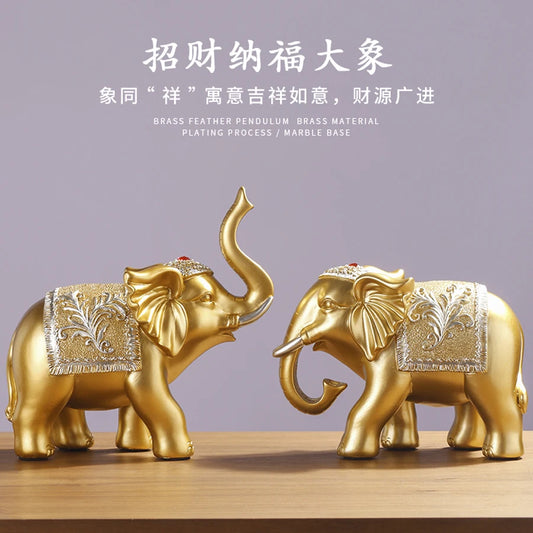 A PAIR 2PCS Home store Company SHOP TOP ART decorative bring wealth money GOOD LUCK ZHAO CAI FU elephants FENG SHUI ART Statue