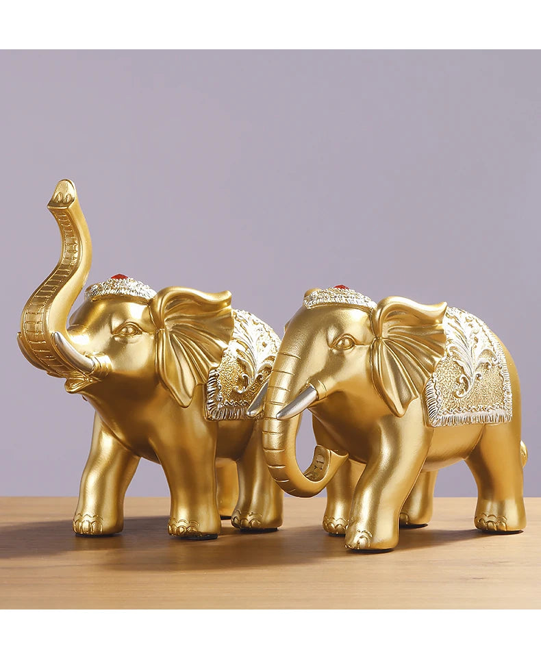 A PAIR 2PCS Home store Company SHOP TOP ART decorative bring wealth money GOOD LUCK ZHAO CAI FU elephants FENG SHUI ART Statue