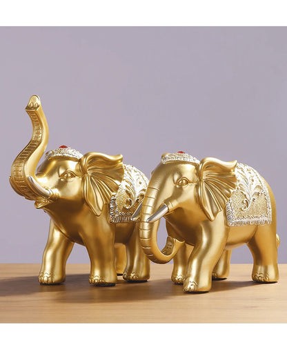 A PAIR 2PCS Home store Company SHOP TOP ART decorative bring wealth money GOOD LUCK ZHAO CAI FU elephants FENG SHUI ART Statue