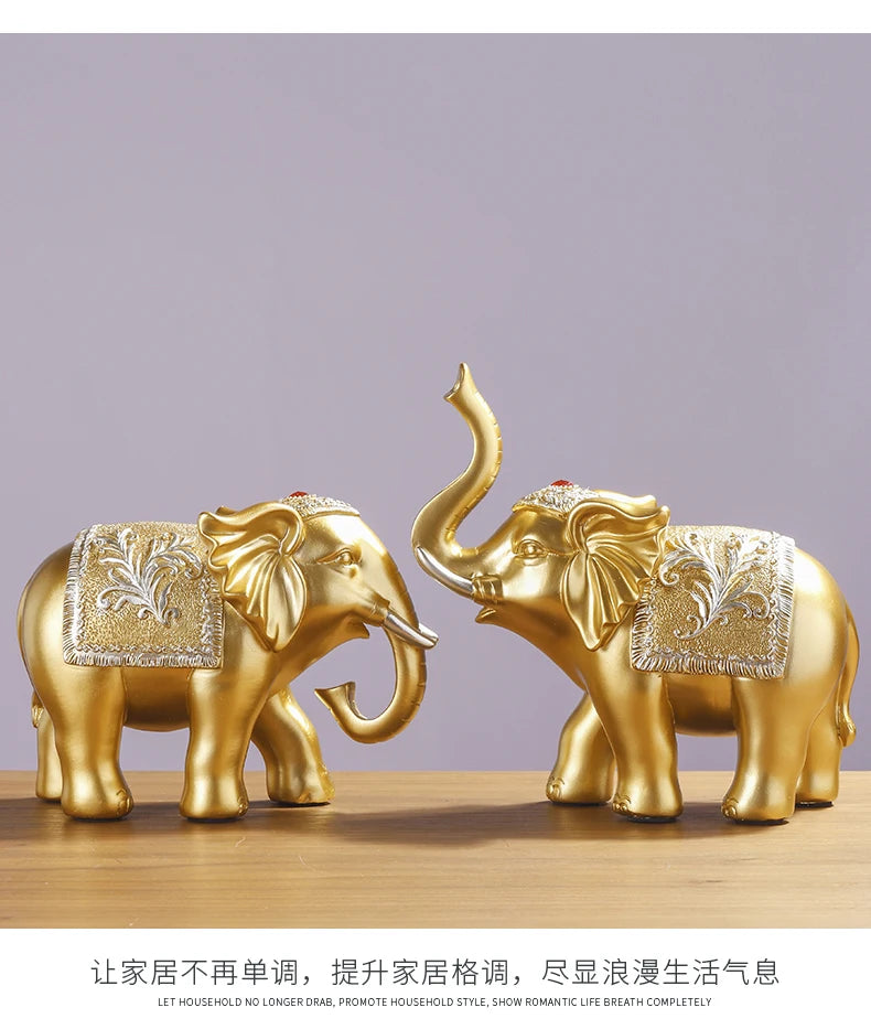 A PAIR 2PCS Home store Company SHOP TOP ART decorative bring wealth money GOOD LUCK ZHAO CAI FU elephants FENG SHUI ART Statue