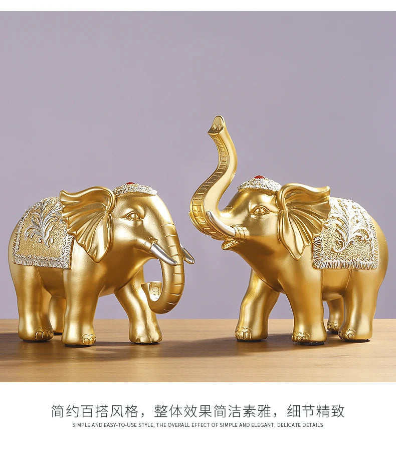 A PAIR 2PCS Home store Company SHOP TOP ART decorative bring wealth money GOOD LUCK ZHAO CAI FU elephants FENG SHUI ART Statue