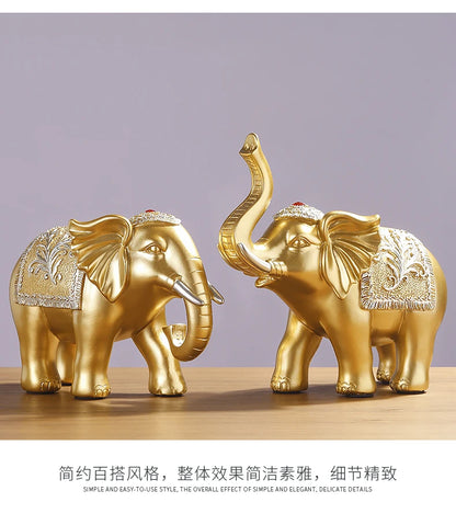 A PAIR 2PCS Home store Company SHOP TOP ART decorative bring wealth money GOOD LUCK ZHAO CAI FU elephants FENG SHUI ART Statue