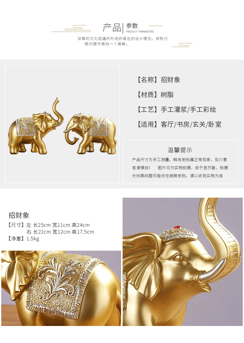 A PAIR 2PCS Home store Company SHOP TOP ART decorative bring wealth money GOOD LUCK ZHAO CAI FU elephants FENG SHUI ART Statue