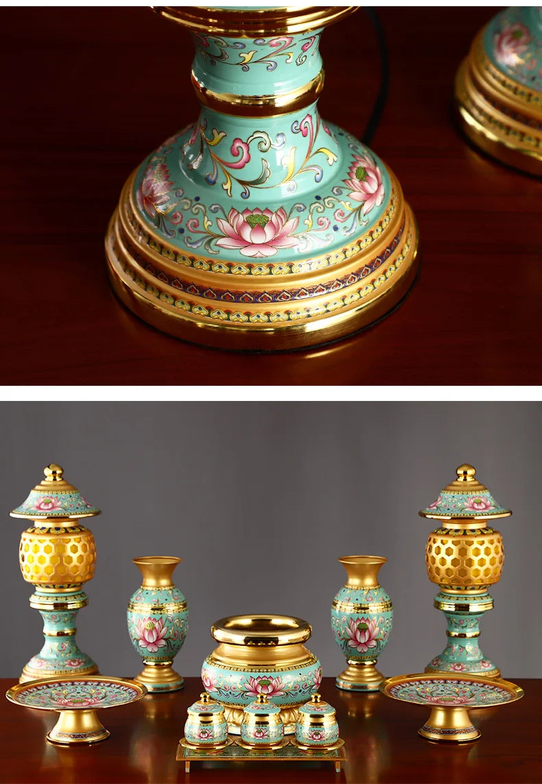 A PAIR 2pcs Buddhism high grade HOME Temple shrine enshrine worship bring wealth money good luck buddha God of wealth lamp 28cm