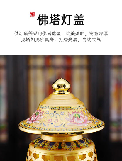 A PAIR 2pcs Buddhism high grade HOME Temple shrine enshrine worship bring wealth money good luck buddha God of wealth lamp 28cm