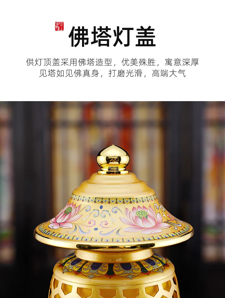 A PAIR 2pcs Buddhism high grade HOME Temple shrine enshrine worship bring wealth money good luck buddha God of wealth lamp 33cm