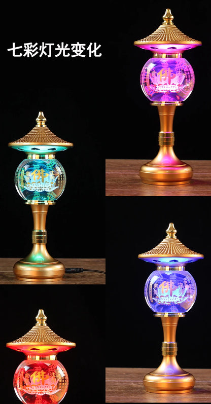 A PAIR 30cm large high grade Buddhism HOME Temple shrine enshrine worship bless safety healthy good luck crystal buddha lamp