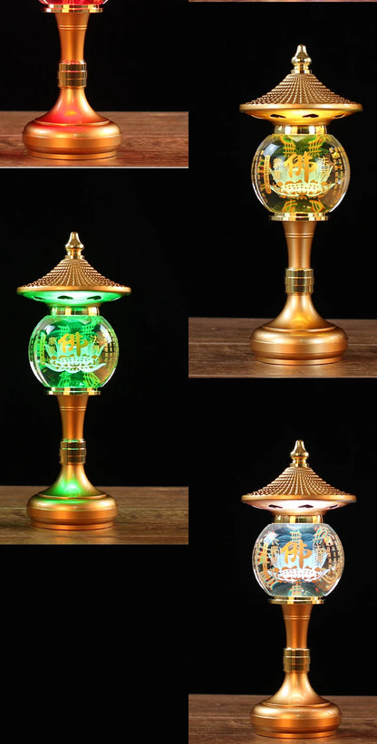 A PAIR 30cm large high grade Buddhism HOME Temple shrine enshrine worship bless safety healthy good luck crystal buddha lamp