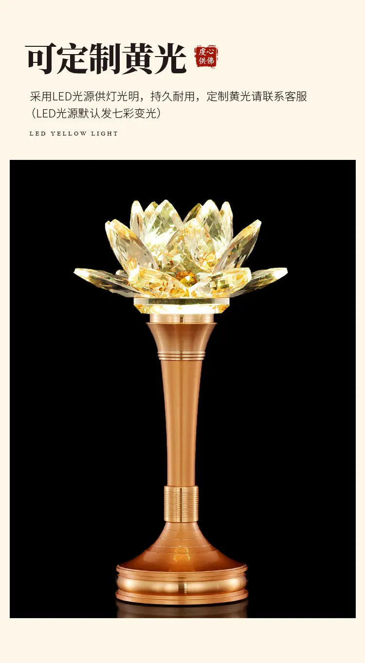 A PAIR 32CM large high grade Buddhism HOME Temple shrine enshrine worship bring wealth money good luck buddha crystal lamp