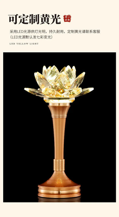 A PAIR 32CM large high grade Buddhism HOME Temple shrine enshrine worship bring wealth money good luck buddha crystal lamp