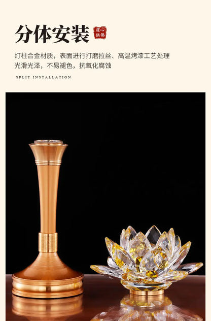 A PAIR 32CM large high grade Buddhism HOME Temple shrine enshrine worship bring wealth money good luck buddha crystal lamp