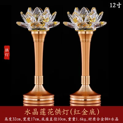 A PAIR 32CM large high grade Buddhism HOME Temple shrine enshrine worship bring wealth money good luck buddha crystal lamp