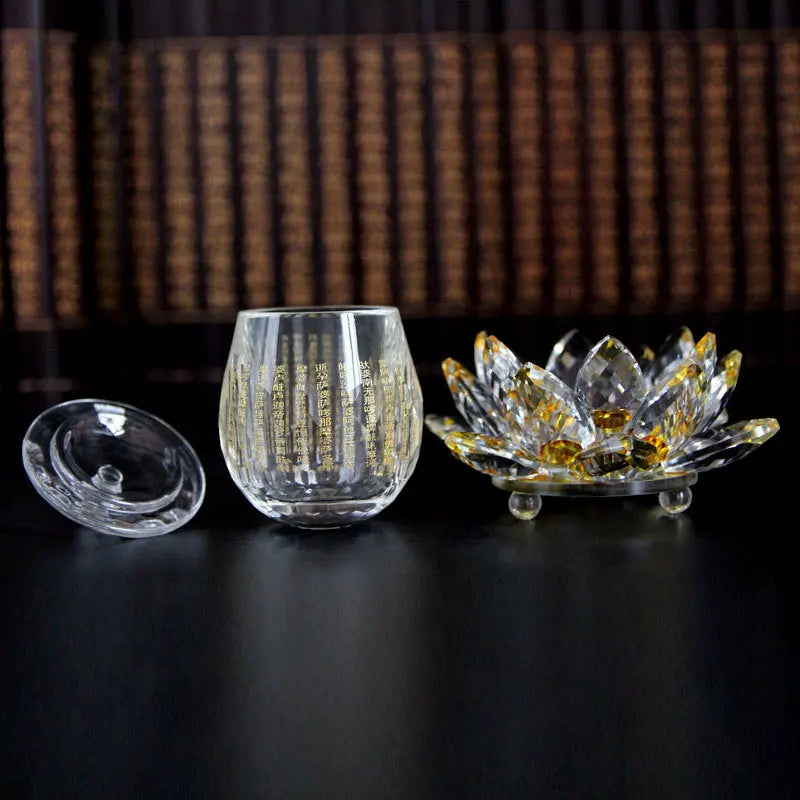 A PAIR 3pcs high grade Buddhist supplies HOME Temple shrine enshrine worship buddha scripture Crystal lotus holy water cup