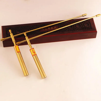A PAIR Asia Geomantic master tool efficacious Eight Diagrams FENG SHUI Compass magnetic divine dragon dowsing Rod LUO PAN BOOK