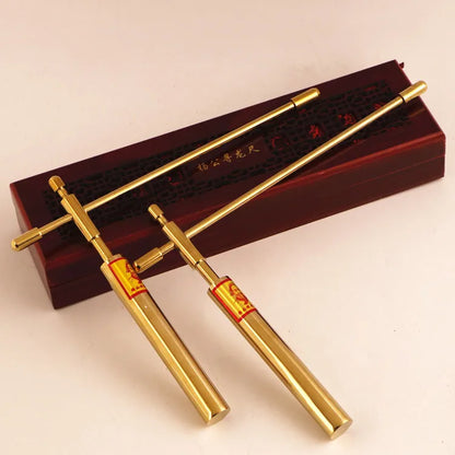 A PAIR Geomantic master tool Asia efficacious Eight Diagrams FENG SHUI Compass magnetic divine dragon dowsing Rod + LUO PAN BOOK