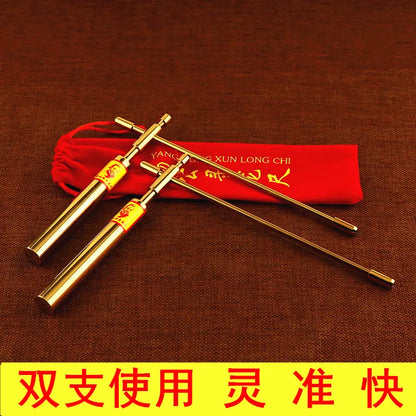 A PAIR Geomantic master tool Asia efficacious Eight Diagrams FENG SHUI Compass magnetic divine dragon dowsing Rod LUO PAN book