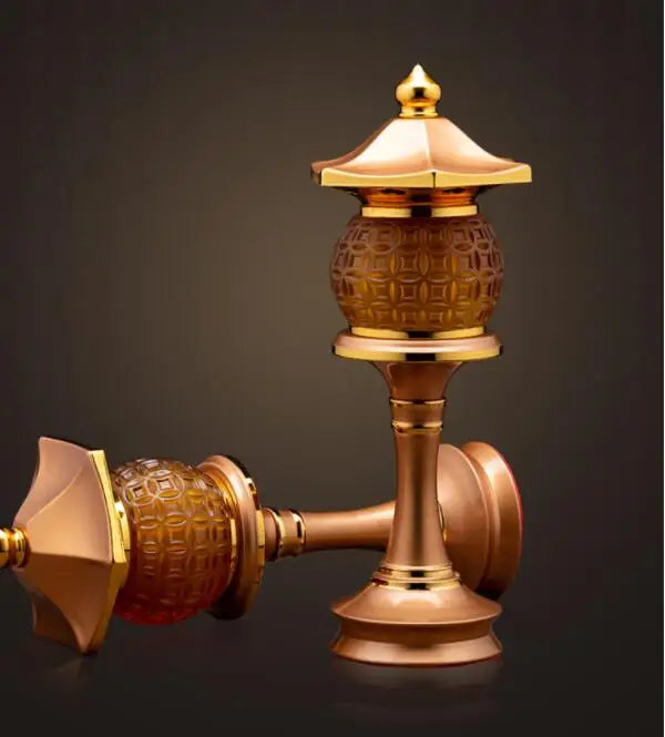 A Pair 2P Wholesale Buddhism supply HOME Shop temple altar Buddhist worship tool high grade LED CAI SHEN buddha Light 30cm tall