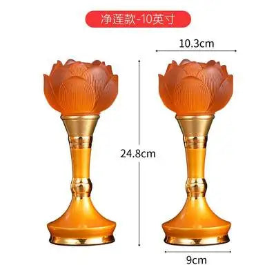 A Pair 2PCS Wholesale Buddhism supply HOME SHOP temple altar Buddhist worship Guan yin 7 colour crystal Plug-in buddha lamp