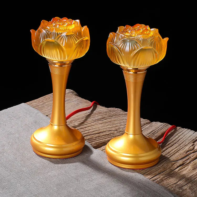 A Pair 2PCS Wholesale Buddhism supply HOME Shop temple altar Buddhist worship tool high grade crystal buddha Light  20cm tall