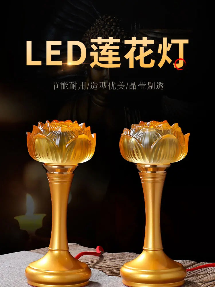 A Pair 2PCS Wholesale Buddhism supply HOME Shop temple altar Buddhist worship tool high grade crystal buddha Light  20cm tall