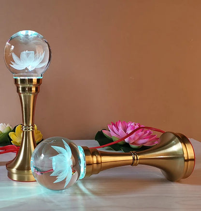 A Pair 2pcs Wholesale Buddhism supply HOME temple altar Buddhist worship 7 colour crystal Plug-in buddha Light  20cm tall