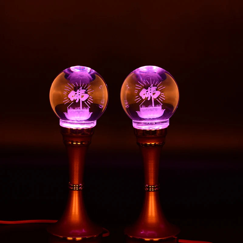 A Pair 2pcs Wholesale Buddhism supply HOME temple altar Buddhist worship 7 colour crystal Plug-in buddha Light  20cm or 27cm