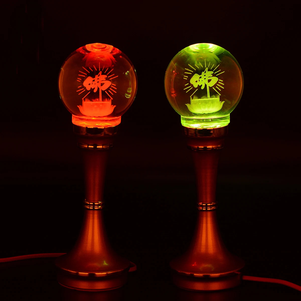 A Pair 2pcs Wholesale Buddhism supply HOME temple altar Buddhist worship 7 colour crystal Plug-in buddha Light  20cm or 27cm