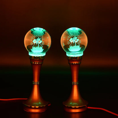 A Pair 2pcs Wholesale Buddhism supply HOME temple altar Buddhist worship 7 colour crystal Plug-in buddha Light  20cm or 27cm