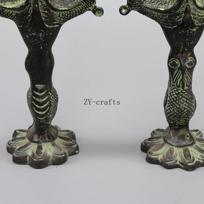 A Pair Asia Collectible Antique Decorated Old Handwork Bronze Animal Statue Carved Peacock Candlestick